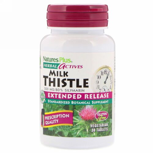 Nature's Plus, ハーバル・アクティブス、オオアザミ、持続放出、500 mg、タブレット30 錠