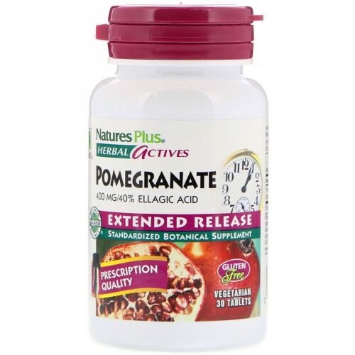 Nature's Plus, Herbal Actives, Pomegranate, Extended Release, 400 mg, 30 Vegetarian Tablets (Discontinued Item)