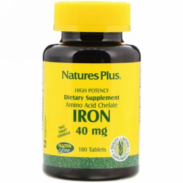 Nature's Plus, 鉄、 40 mg、 180タブレット