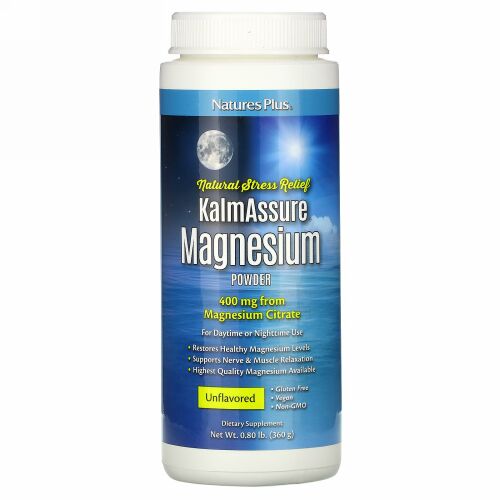 Nature's Plus, カームアシュアー、マグネシウム粉末、無香料、400 mg、0.80ポンド (360 g)