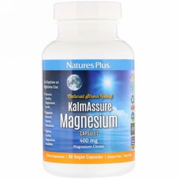 Nature's Plus, カームアシュア、マグネシウム、400 mg、ベジカプセル90個