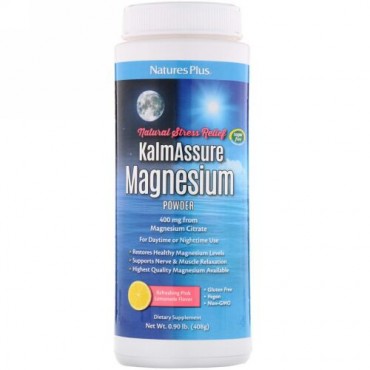 Nature's Plus, Kalmassure Magnesium Powder, Refreshing Pink Lemonade, 400 mg, 0.90 lb. (408 g)