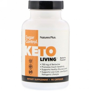 Nature's Plus, KetoLiving、シュガー コントロール、カプセル90個