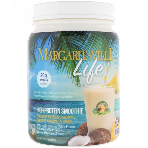 Nature's Plus, マルガリータビルライフ、ハイプロテインスムージー、天然パイナップル、ココナッツ、トロピカルフレーバー、1.27 lbs (574 g) (Discontinued Item)
