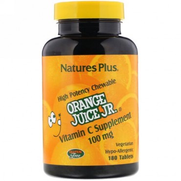 Nature's Plus, オレンジジュース Jr.®, ビタミンC サプリメント, 100 mg, 180 錠