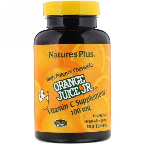 Nature's Plus, オレンジジュース Jr.®, ビタミンC サプリメント, 100 mg, 180 錠