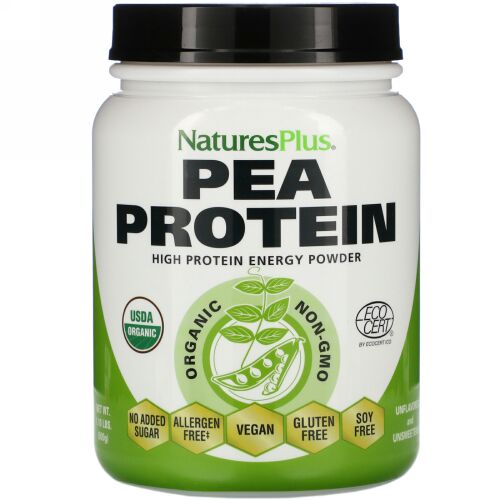 Nature's Plus, 有機エンドウ豆プロテインパウダー、500g