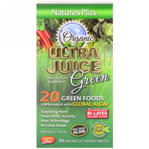 Nature's Plus, オーガニック ウルトラジュースグリーン 、 90 オーガニック バイレイレッドタブレット (Discontinued Item)