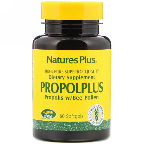 Nature's Plus, プロポルプラス、プロポリス、ビーポーレン配合 60ソフトジェル