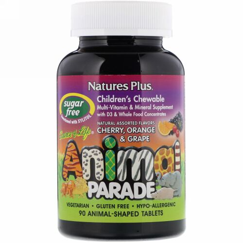 Nature's Plus, Source of Life, Animal Parade, Children's Chewable Multi-Vitamin and Mineral Supplement, Natural Assorted Flavors, 90 Animal-Shaped Tablets