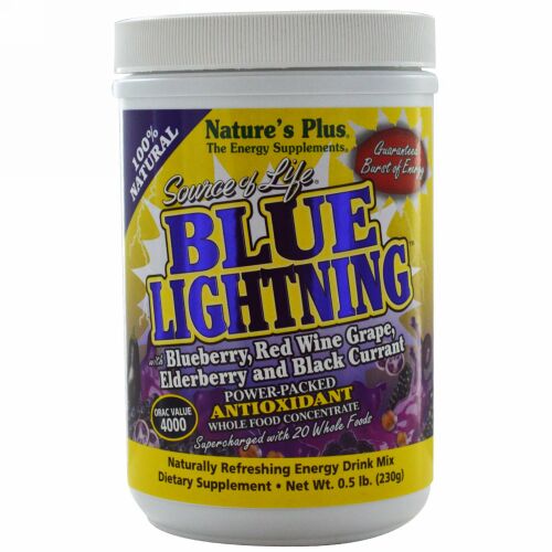 Nature's Plus, Source of Life, Blue Lightning, Powder, Energy Drink Mix, 0.5 lb (230 g) (Discontinued Item)