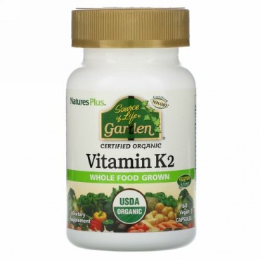Nature's Plus, Source of Life, ガーデン, ビタミン K2, 60 ベジカプセル