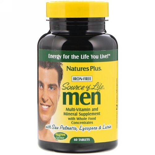 Nature's Plus, Source of Life, Men, Multi-Vitamin and Mineral Supplement, Iron-Free, 60 Tablets (Discontinued Item)