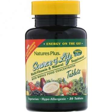 Nature's Plus, Source of Life, Multi-Vitamin & Mineral Supplement with Whole Food Concentrates, 30 Tablets (Discontinued Item)