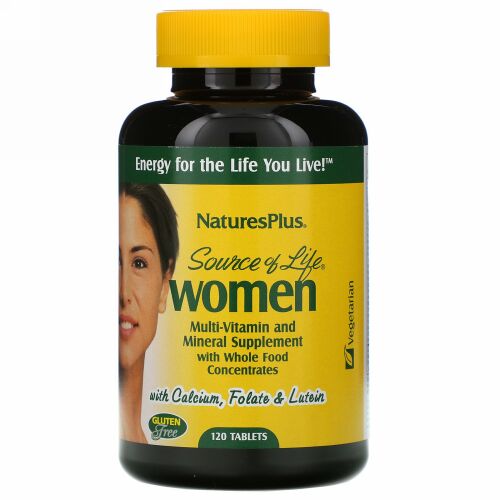 Nature's Plus, Source of Life, ホールフード濃縮物入り女性向けマルチビタミン・ミネラルサプリメント、120錠