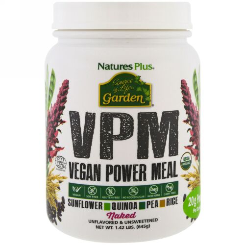 Nature's Plus, ソースオブライフガーデン、VPM ビーガンパワーミール、ネイキッド、1.42 lbs (645 g) (Discontinued Item)