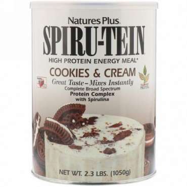 Nature's Plus, スピル-テイン、高タンパク質エネルギー食品、クッキー＆クリーム、2.3ポンド (1050 g)