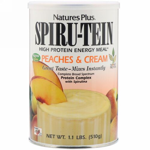 Nature's Plus, スピルテイン、 高プロテイン エネルギー ミール、 ピーチ クリーム、 1.1 lbs (510 g)