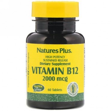Nature's Plus, ビタミン B-12, 2000 mcg, 60 錠