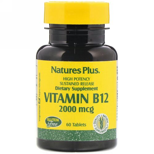 Nature's Plus, ビタミン B-12, 2000 mcg, 60 錠
