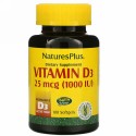 Nature's Plus, ビタミンD3、25mcg（1,000IU）、ソフトジェル180粒