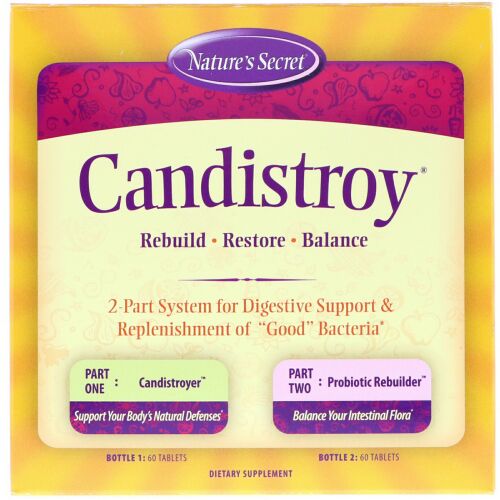 Nature's Secret, Candistroy®（カンジストロイ）、2 段階システム、2 ボトル ― 各 60 錠