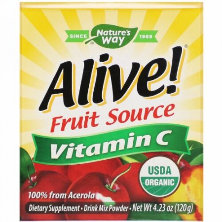 Nature's Way, Alive!（アライブ！）、フルーツソース、ビタミンC、ドリンクミックスパウダー、オーガニックアセロラフルーツ、120g（4.23オンス）