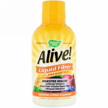 Nature's Way, Alive!, Liquid Fiber with Prebiotics, Tropical Citrus Flavored, 16 fl oz (480 ml)