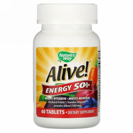 Nature's Way, Alive!（アライブ！）エネルギー50＋、マルチビタミン-マルチミネラル、50歳以上の成人用、60粒