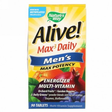 Nature's Way, Alive!（アライブ！）マックス3デイリー、男性用マルチビタミン、90粒