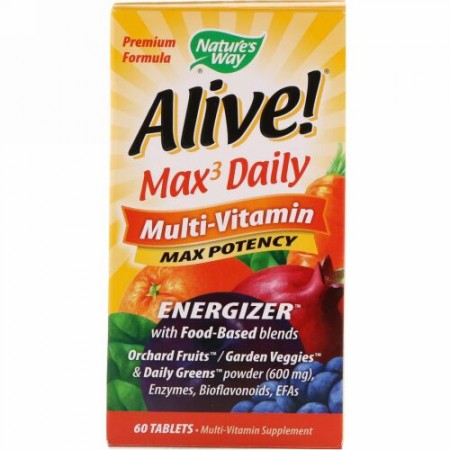 Nature's Way, Alive! （アライブ！）マックス3デイリー、マルチビタミン、60粒