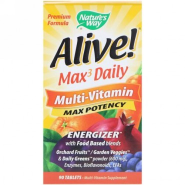 Nature's Way,  Alive! （アライブ！）マックス3 デイリー、マルチビタミン、90粒