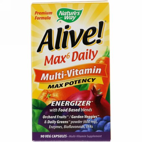 Nature's Way, Alive! （アライブ！）マックス6デイリー、マルチビタミン、ベジカプセル90粒