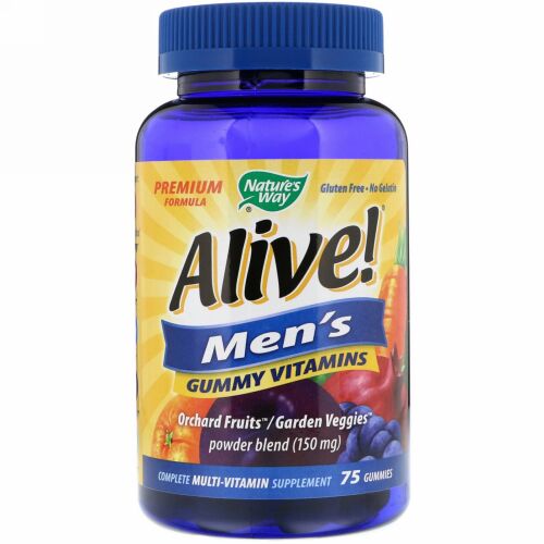 Nature's Way, Alive! （アライブ！）男性用グミビタミン、フルーツフレーバー、グミ75個