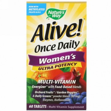 Nature's Way, Alive!（アライブ！）ワンスデイリー、女性用ウルトラポテンシー マルチビタミン、60粒