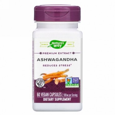 Nature's Way, アシュワガンダ、500mg、ヴィーガンカプセル60粒