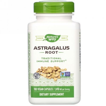 Nature's Way, キバナオウギ根、1,410mg、ビーガンカプセル180粒