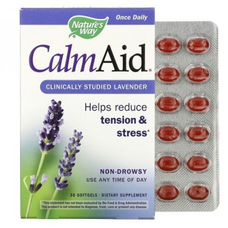 Nature's Way, CalmAid、臨床研究済みラベンダー、ソフトゲル30個