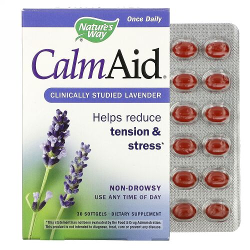 Nature's Way, CalmAid、臨床研究済みラベンダー、ソフトゲル30個