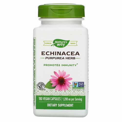 Nature's Way, エキナセア プルプレアハーブ、1,200mg、ビーガンカプセル180粒