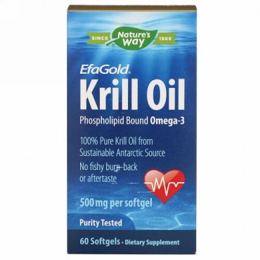 Nature's Way, EfaGold, オキアミ油, 500 mg, 60ソフトジェル