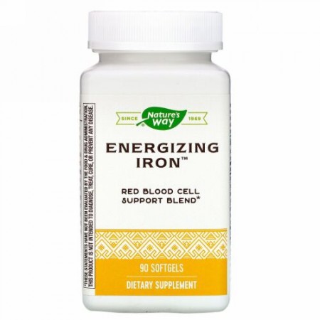 Nature's Way, Energizing Iron（エナジャイジングアイロン）、ソフトジェル90粒
