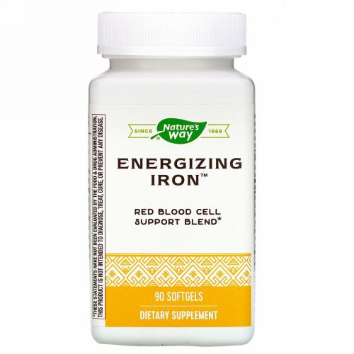 Nature's Way, Energizing Iron（エナジャイジングアイロン）、ソフトジェル90粒