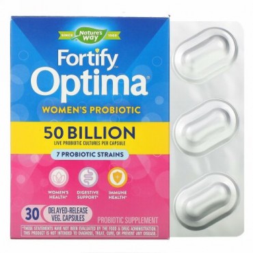Nature's Way, Fortify Optima Probiotic, Women's, 50 Billion, 30 Delayed Release Vegetarian Capsules