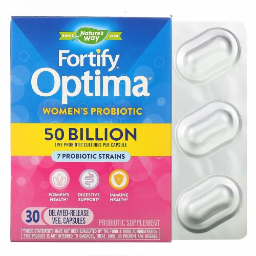 Nature's Way, Fortify Optima Probiotic, Women's, 50 Billion, 30 Delayed Release Vegetarian Capsules