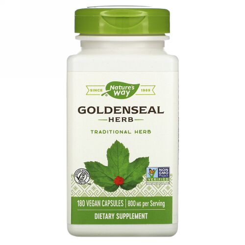 Nature's Way, ゴールデンシールハーブ、400mg、植物性カプセル180粒