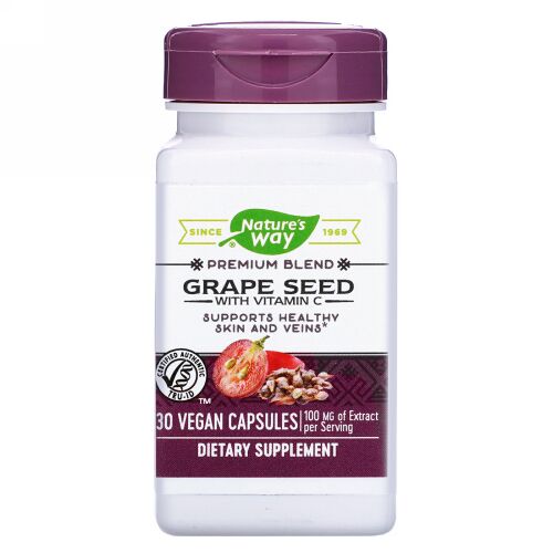 Nature's Way, Grape Seed with Vitamin C, 100 mg, 30 Vegan Capsules (Discontinued Item)