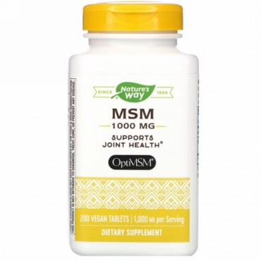Nature's Way, MSM、1,000mg、ヴィーガンタブレット200粒