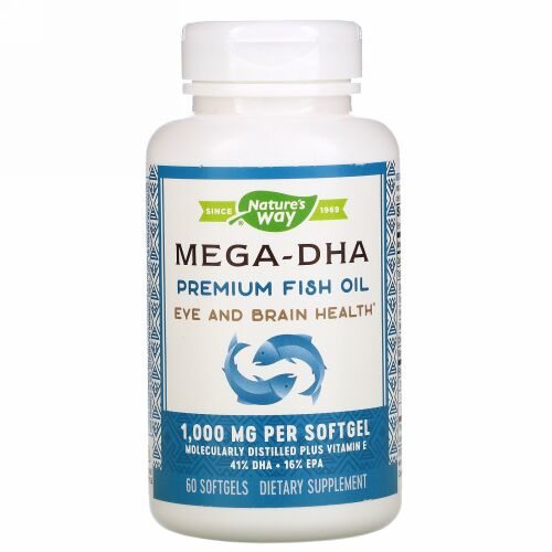 Nature's Way, Mega-DHA Premium Fish Oil, 1,000 mg, 60 Softgels