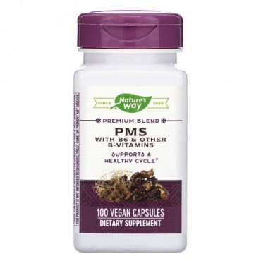 Nature's Way, B6＆その他ビタミンB群によるPMS対策、ヴィーガンカプセル100粒